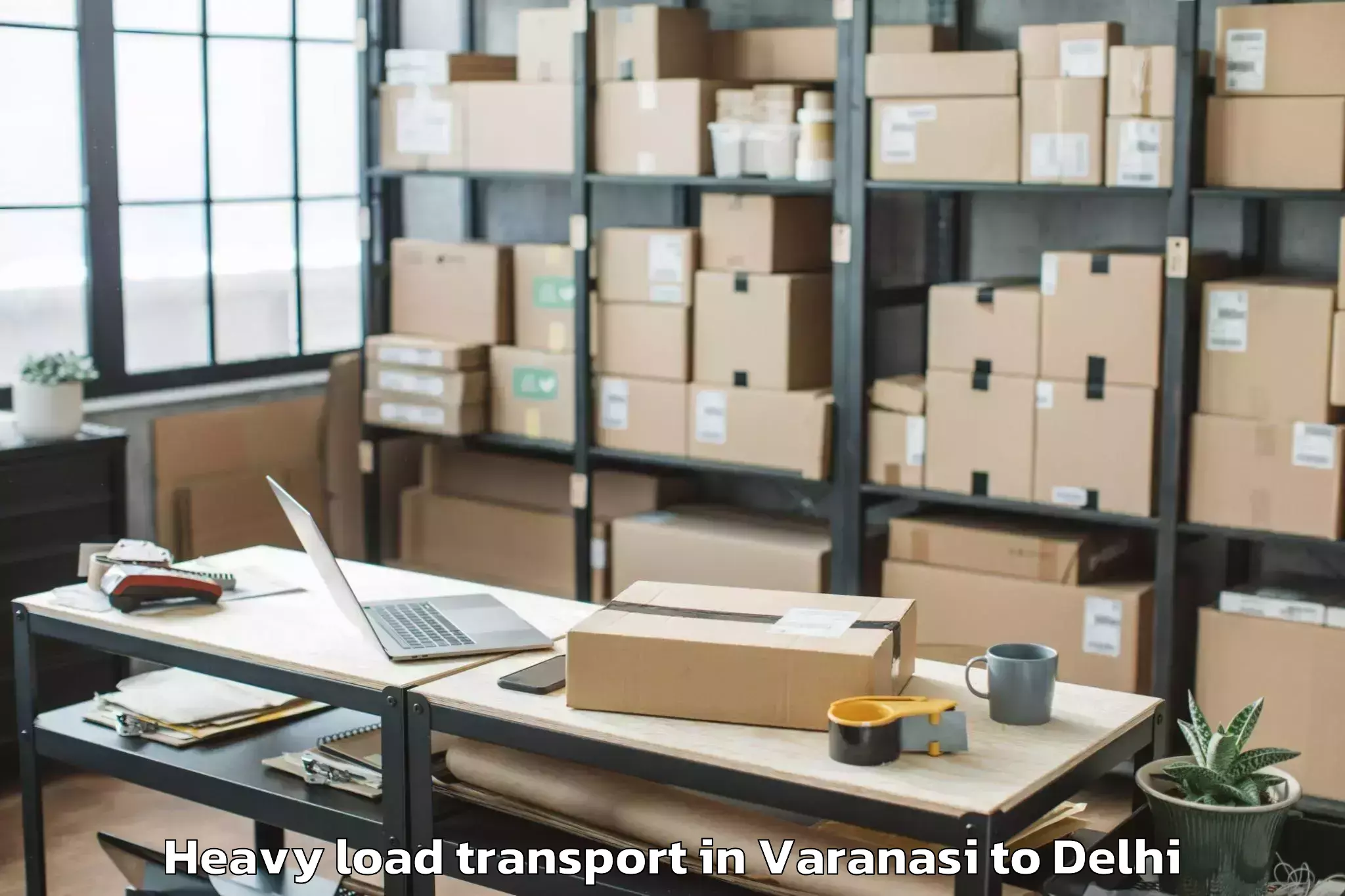 Book Varanasi to Dlf Promenade Mall Heavy Load Transport Online